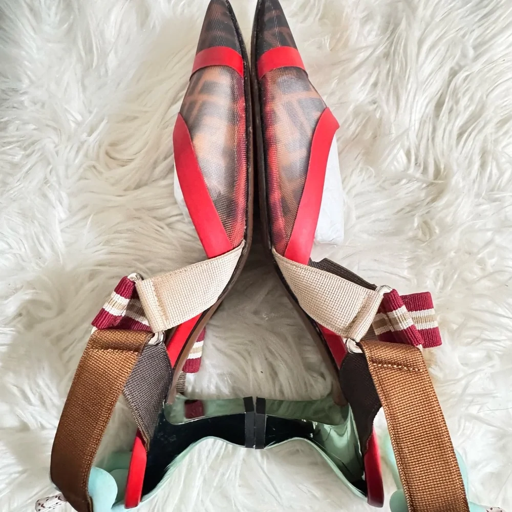 Fendi Technical Mesh Slingback Heels | Colibri Pumps 41 EU Red & Brown ❤️🤎 - Picture 11 of 11